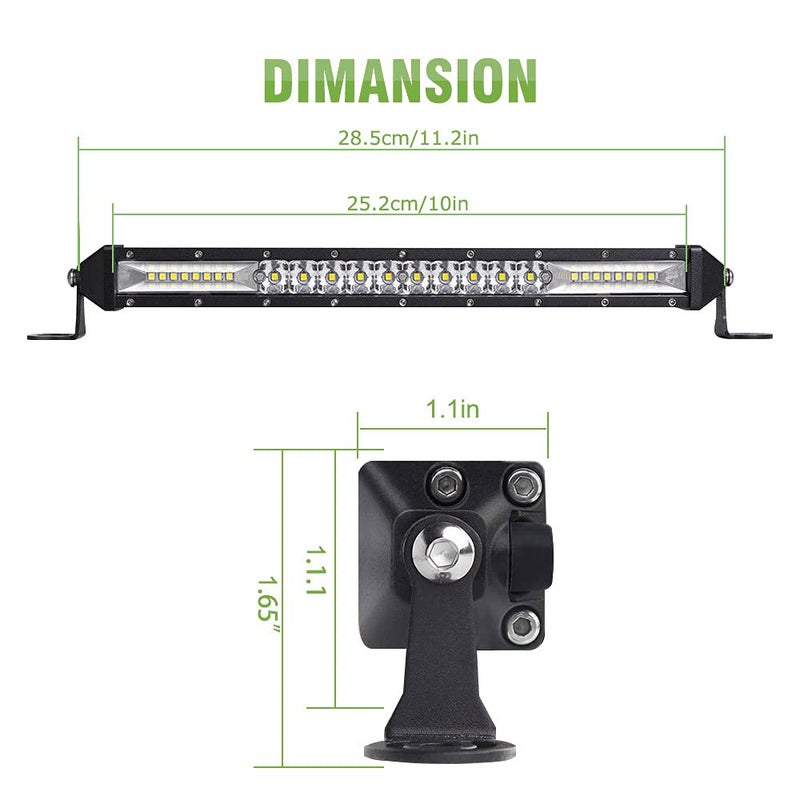 NORTHYUN شريط إضاءة LED نحيف NORTHYUN بطول 10 بوصات، إضاءة عمل خارج الطريق، مجموعة من بقعة الفيض للقيادة والقوارب لسيارات SUV وUTV وATV والشاحنات 2 قطعة - Image 3